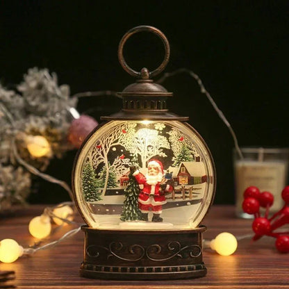 Lighted Christmas Snow Globe Lantern Battery Operated LED Night Light with Hook Christmas Tree Ornaments Gift Ideas