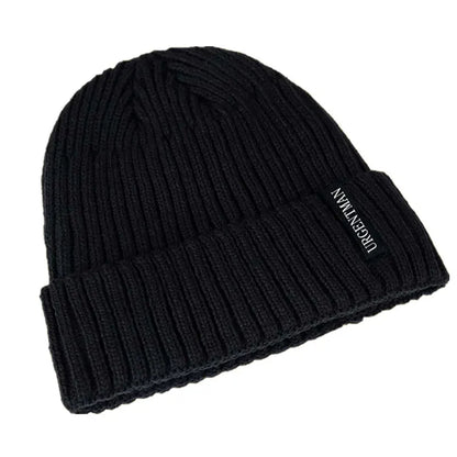 New Unisex URGENTMAN Warm Winter Hats Stylish Plush Fur Lined Beanie Hat Thick Knitted Hats For Men & Women Casual Caps