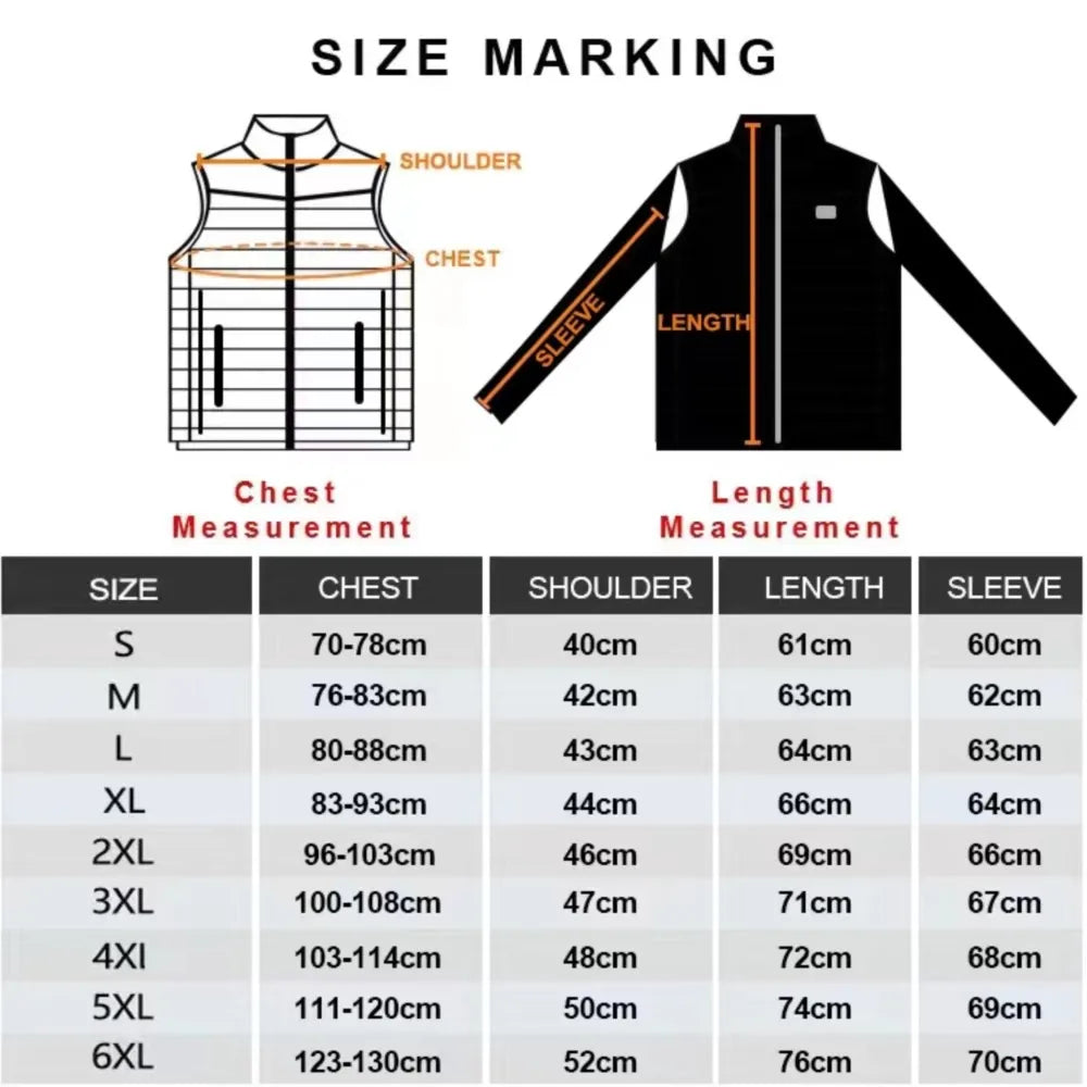 21 Areas Heated Jacket Men Warm Vest USB Self Heating Jacket Women Heated Coat Ski Camping Hiking Winter Cotton Clothes Washed