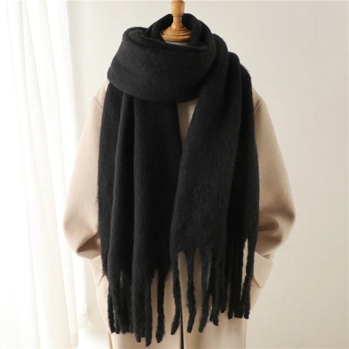 Scarf Solid Color Winter Warm Extended Tassel Scarf Scarf For Men and Women Thick Beard