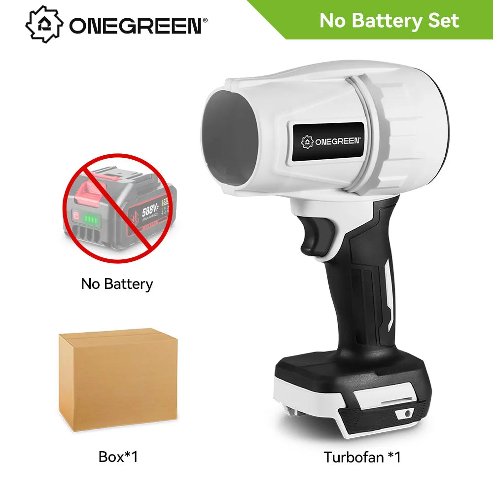 ONEGREEN 2000W Brushless Electric Turbo Blower Jet Fan 200M/S Handheld Air Blower Violent Blowing Tool for Makita 18V Battery