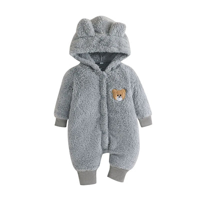 Newborn Baby Clothes 1 to 18 Months Cartoon Cute Bear Onesies For Baby Girl Boy Long Sleeve Hoodie Warm Winter Infant Romper