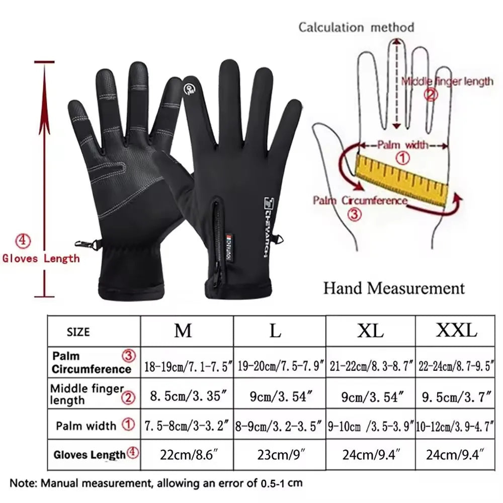 Winter Gloves Waterproof Thermal Touch Screen Thermal Windproof Warm Gloves Cold Weather Running Sports Hiking Ski Gloves