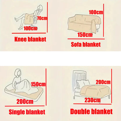 Light luxury Solid Color Multifunctional Rabbit Velvet Blanket Winter Thick Warm Flannel Used For Bedroom Living Room Blanket