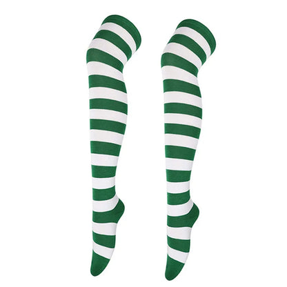 Color Striped Stockings Japanese Over Knee Socks Fashion Women Keep Warm Soks Sexy Slim Long Soks Black White Striped Hosiery