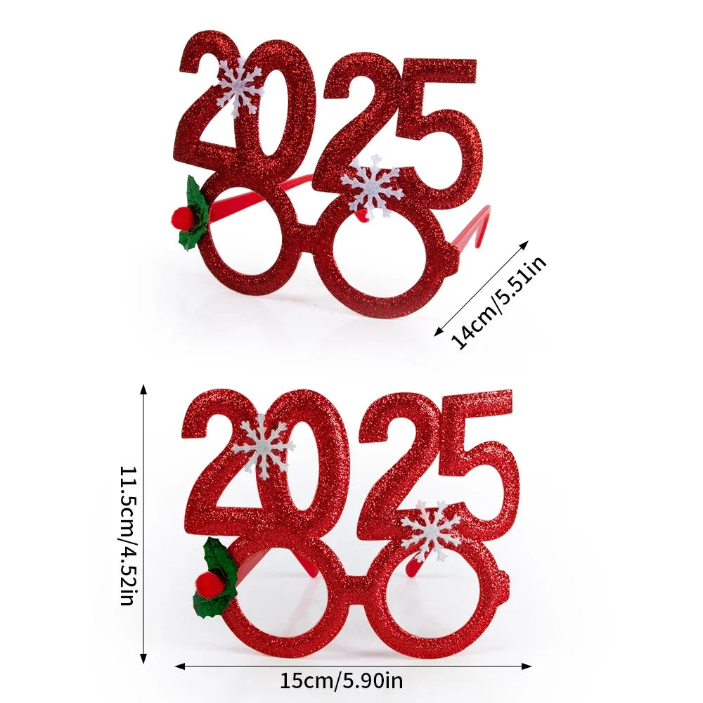 2025 New Year Glasses Happy New Year Party Photo booth Prop Christmas Ornaments kids Navidad Gifts New Year Eve Party Decoration