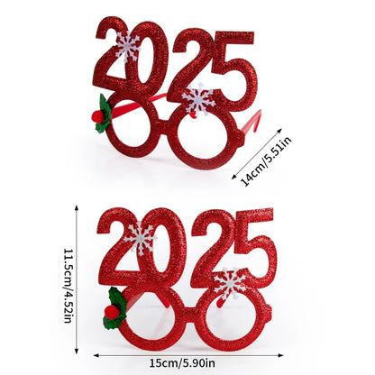 2025 New Year Glasses Happy New Year Party Photo booth Prop Christmas Ornaments kids Navidad Gifts New Year Eve Party Decoration