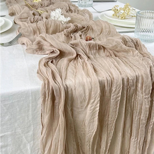 Semi-Sheer Gauze Table Runner Sage Cheesecloth Table Setting Dining Vintage Wedding Party Christmas Banquets Arches Cake Decor