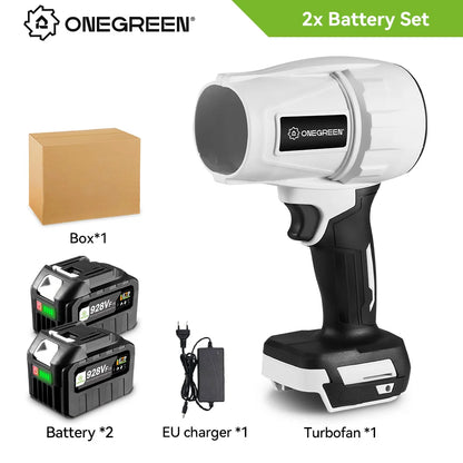 ONEGREEN 2000W Brushless Electric Turbo Blower Jet Fan 200M/S Handheld Air Blower Violent Blowing Tool for Makita 18V Battery