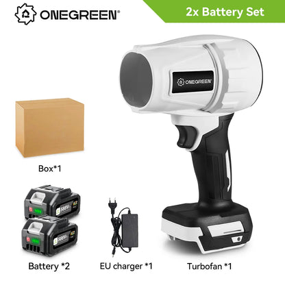 ONEGREEN 2000W Brushless Electric Turbo Blower Jet Fan 200M/S Handheld Air Blower Violent Blowing Tool for Makita 18V Battery