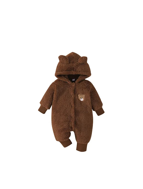 Newborn Baby Clothes 1 to 18 Months Cartoon Cute Bear Onesies For Baby Girl Boy Long Sleeve Hoodie Warm Winter Infant Romper