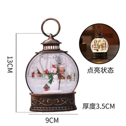 Lighted Christmas Snow Globe Lantern Battery Operated LED Night Light with Hook Christmas Tree Ornaments Gift Ideas