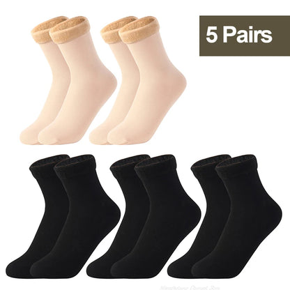 1/2/3/5/10Pairs Thermal Socks Women Winter Warm Thicken Fleece Short Socks Cashmere Wool Socks Snow Velvet Boots Home Floor Wear