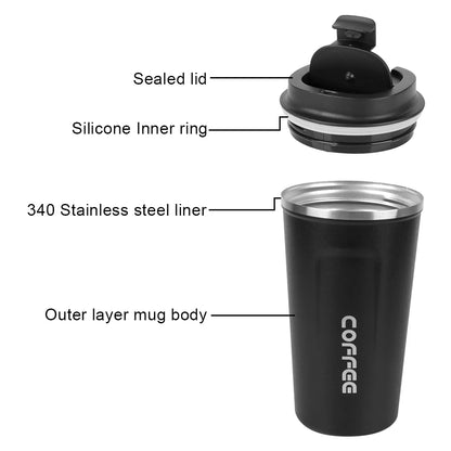 380/510ML Thermo Cafe Leak_Proof Travel Thermo Cup Double Stainless Steel for Tea Water Coffee Coffee Mug Car Thermos Mug