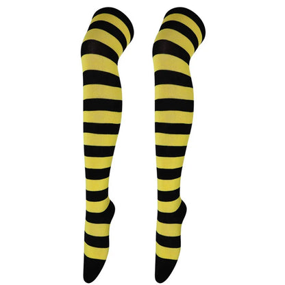 Color Striped Stockings Japanese Over Knee Socks Fashion Women Keep Warm Soks Sexy Slim Long Soks Black White Striped Hosiery