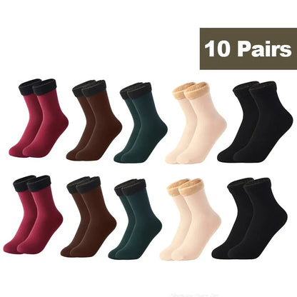 1/2/3/5/10Pairs Thermal Socks Women Winter Warm Thicken Fleece Short Socks Cashmere Wool Socks Snow Velvet Boots Home Floor Wear