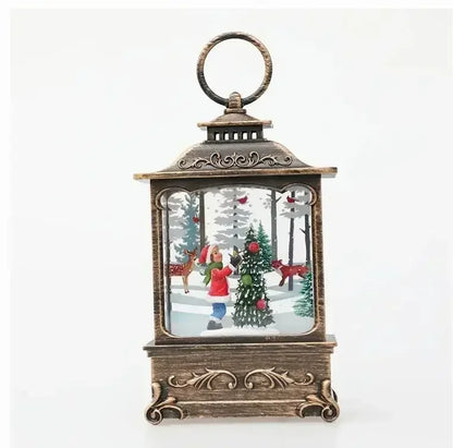 Lighted Christmas Snow Globe Lantern Battery Operated LED Night Light with Hook Christmas Tree Ornaments Gift Ideas