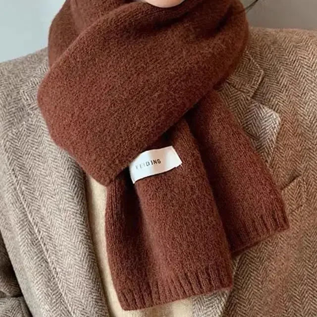 Simple Chic Solid Soft Scarf Autumn Winter Men Knitted Wool Korean Couple Fashion Thick Warm Muffler Thermal Muffler Male Shawl