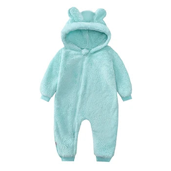 Cute Plush Bear Baby Rompers Toddler Girl Overall Jumpsuit Spring Autumn Hooded Zipper Baby Boys Romper Infant Crawling Clothing