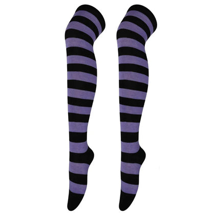 Color Striped Stockings Japanese Over Knee Socks Fashion Women Keep Warm Soks Sexy Slim Long Soks Black White Striped Hosiery