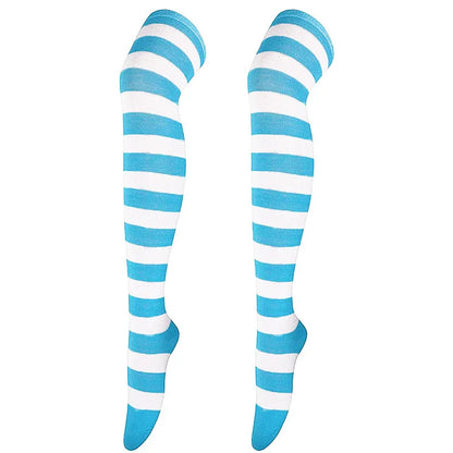 Color Striped Stockings Japanese Over Knee Socks Fashion Women Keep Warm Soks Sexy Slim Long Soks Black White Striped Hosiery