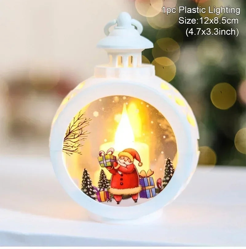 Lighted Christmas Snow Globe Lantern Battery Operated LED Night Light with Hook Christmas Tree Ornaments Gift Ideas