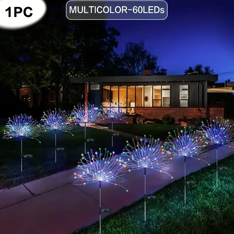 NEW Garedn Solar Fireworks Lights Outdoor Waterproof Solar Garden Lights 8 Lighting Modes with Remote Control Decorations Light