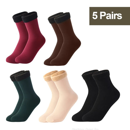 1/2/3/5/10Pairs Thermal Socks Women Winter Warm Thicken Fleece Short Socks Cashmere Wool Socks Snow Velvet Boots Home Floor Wear