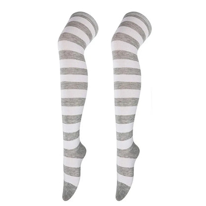 Color Striped Stockings Japanese Over Knee Socks Fashion Women Keep Warm Soks Sexy Slim Long Soks Black White Striped Hosiery