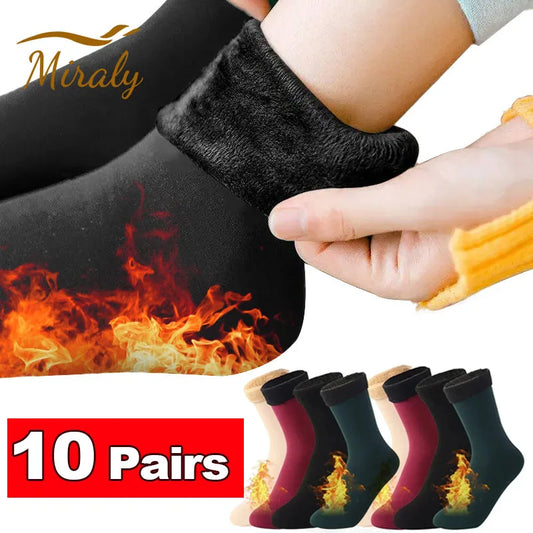 1/2/3/5/10Pairs Thermal Socks Women Winter Warm Thicken Fleece Short Socks Cashmere Wool Socks Snow Velvet Boots Home Floor Wear