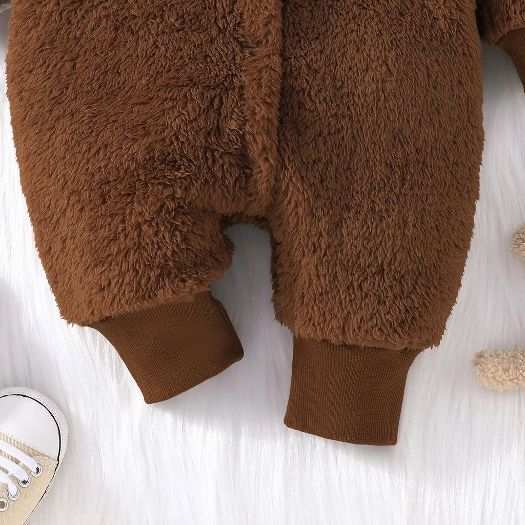 Newborn Baby Clothes 1 to 18 Months Cartoon Cute Bear Onesies For Baby Girl Boy Long Sleeve Hoodie Warm Winter Infant Romper