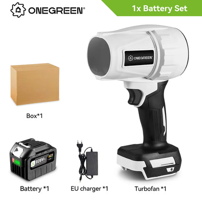 ONEGREEN 2000W Brushless Electric Turbo Blower Jet Fan 200M/S Handheld Air Blower Violent Blowing Tool for Makita 18V Battery