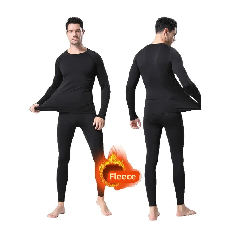 Men Undershirts Men's Winter Thermal Underwear Thin Fleece Elastic Compression Fitness For Winter Sports First Layer Wear