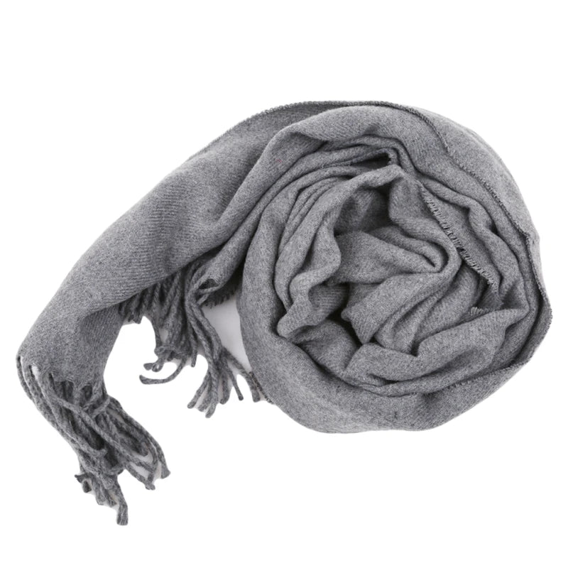 Wool Scarves Winter Soft Warm Cashmere Shawl Thickened Long Tassel Shawl Warm Scarf Fashion Solid Color Women Man Scarf